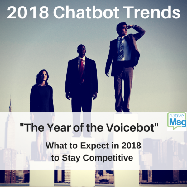 chatbot trends in 2018: Three professionals standing among skyscrapers looking out into the distance. 