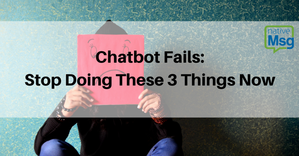Person with large red construction paper with sad face cover face. Overlay chatbot fails: stop doing these 3 things now