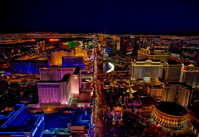 Chatbots for loyalty programs Las Vegas Strip overhead at night