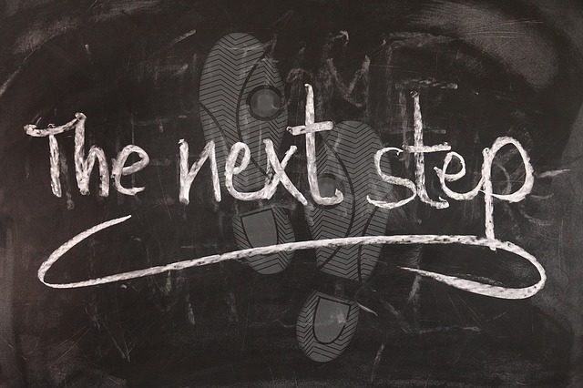 Conversational UI Marketing vs Email Marketing black board with the "next step."