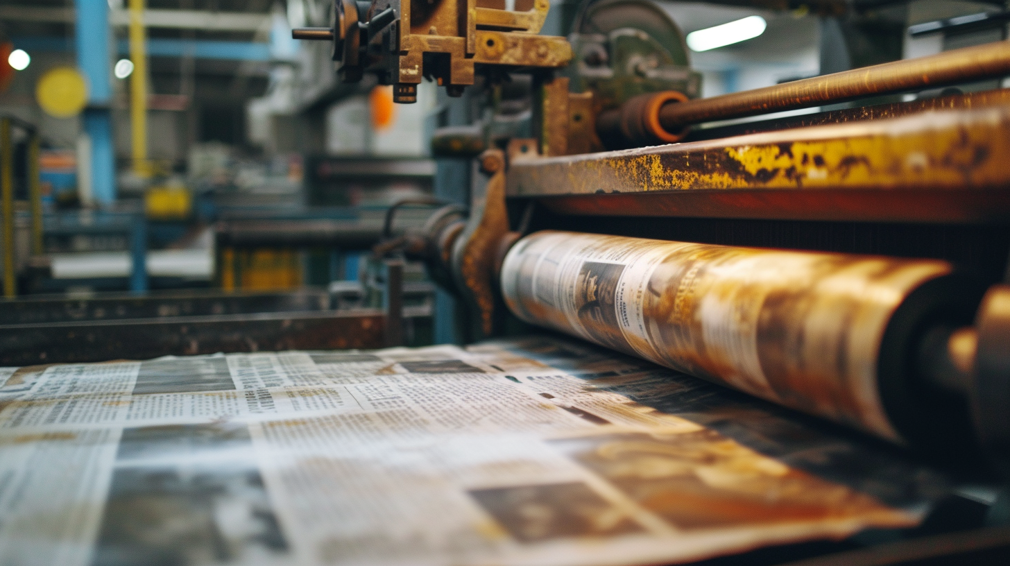 printing press at a newspaper